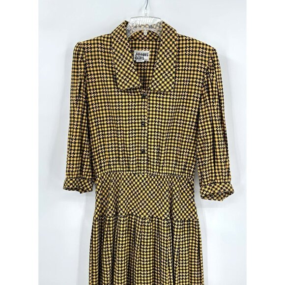 vintage 80s DROP WAIST DRESS gingham checkered secretary retro flannel M - Picture 4 of 7